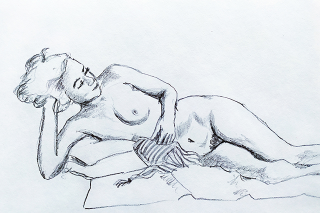 Dessin nu au crayon à la Giacometti