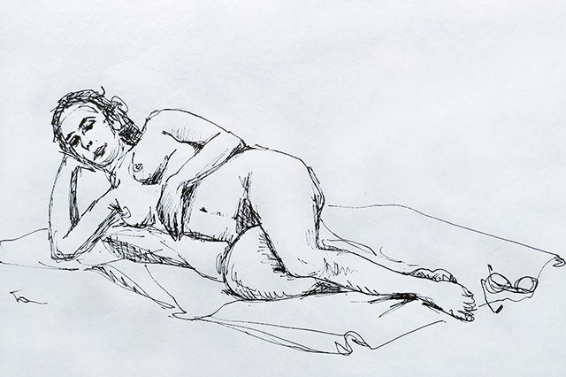 Dessin feutre nu à la Giacometti